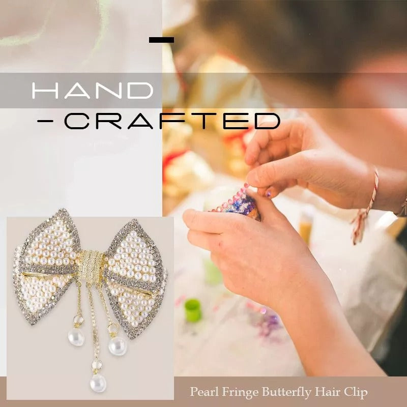 PEARL FRINGE BUTTERFLY HAIR CLIP